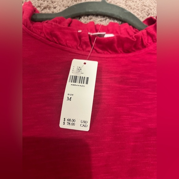 NWT new Anthropologie stateside ruffle collar button long sleeve top medium pink - Picture 3 of 11